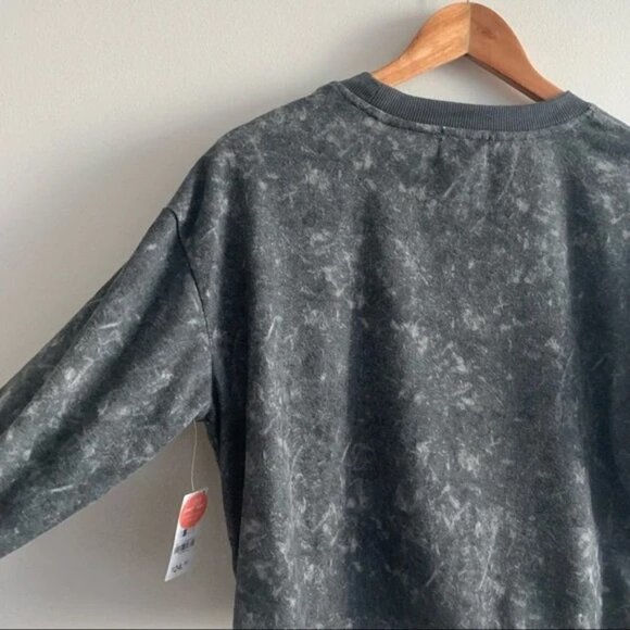 ARDENE NWT Acid Wash Tie Dye Cropped Drawstring Crew Neck Sweatshirt Sweater - Picture 8 of 9